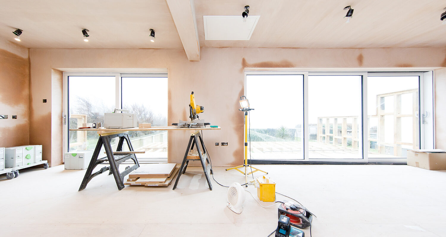 Upstairs the shape of the room has been squared off and new sliding doors fitted.