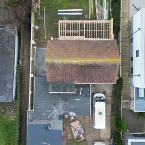 The flat roof is being felted and weather proofed today.