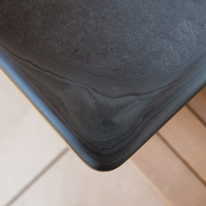 A close-up detail of the beautiful slate worktop